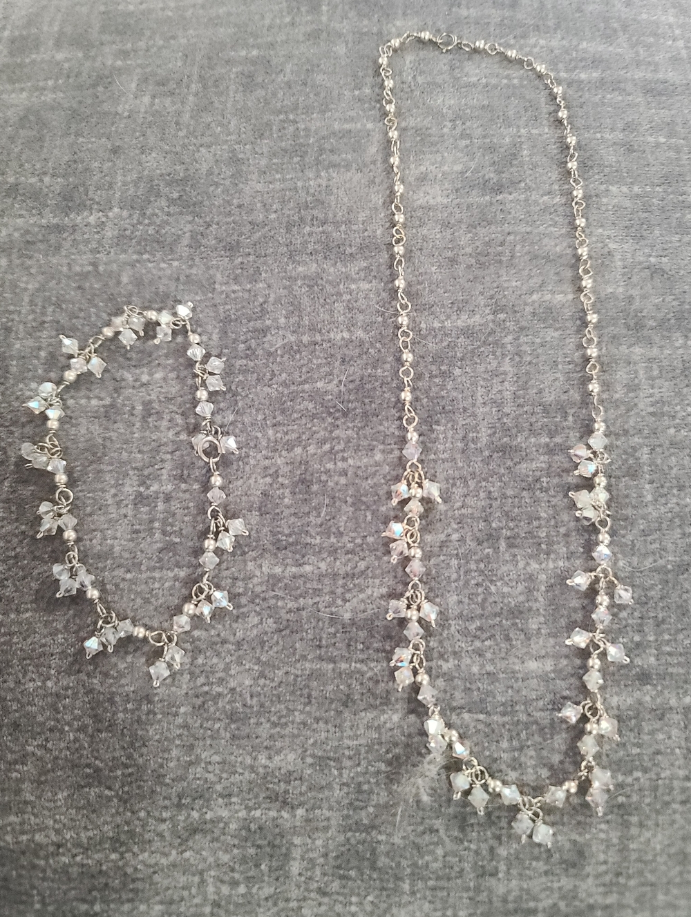 1/20 14k Gold Filled Crystal Cluster Necklace and Bracelet Set